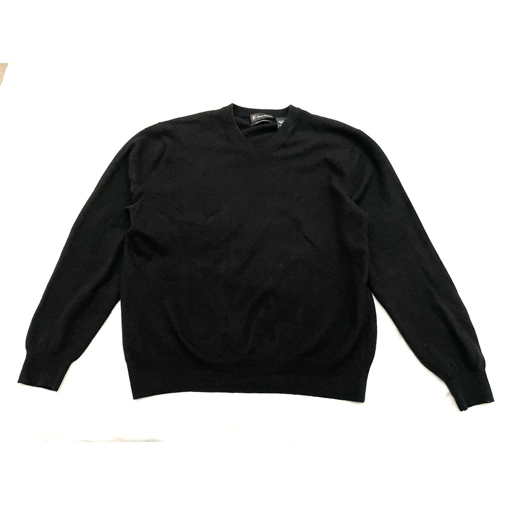 Daniel Bishop 100% Cashmere V Neck Sweater Men's XL Black Soft Preppy Old Money